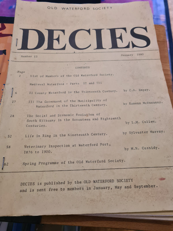 Decies Vol. 13, Jan. 1980, Old Waterford Society