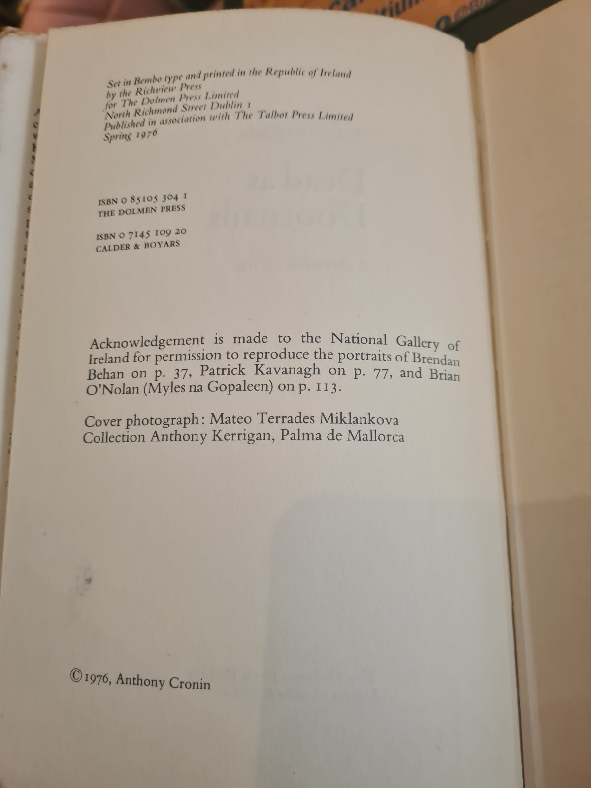 Dead as Doornails: A Memoir [Hardback, First Edition], Anthony