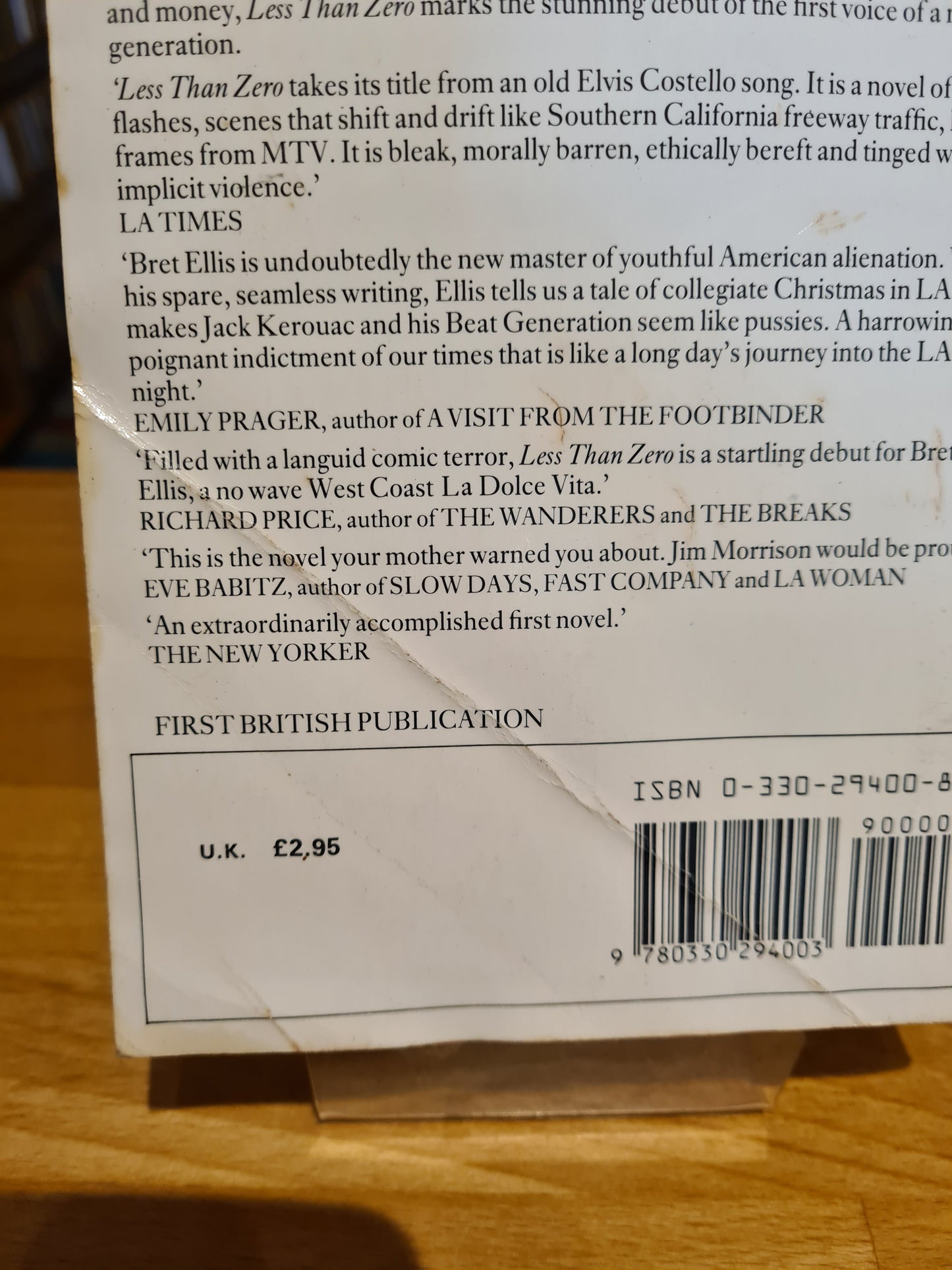 Less Than Zero [Rare 1st Edition UK Paperback 1986], Bret Easton Ellis