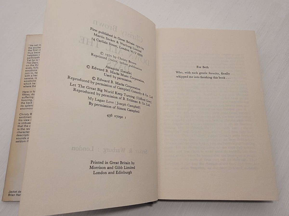 Down all the Days [Hardback], Christy Brown